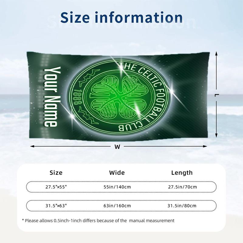 Beach Towel Celtic FC Print Custom Name Text Soft Towel for Swimming Pool