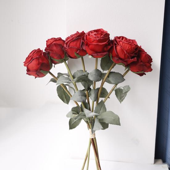 Artificial Rose Flower Realistic Faux Silk Rose with Stem for DIY Wedding Bouquets Home Party Table Centerpiece Floral Arrangement