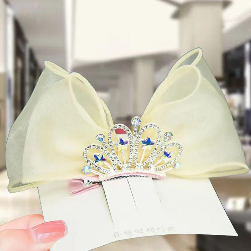 New! Kids Crown Hairpin Cute Sweet Mesh Bowknot Lace Princess Hair Accessories For Little Girls