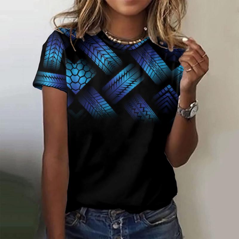 Summer Fashion Geometric Printed 3D Print T-shirts Women Streetwear Casual Y2k Short Sleeve T Shirt O-neck Tees Tops Clothing