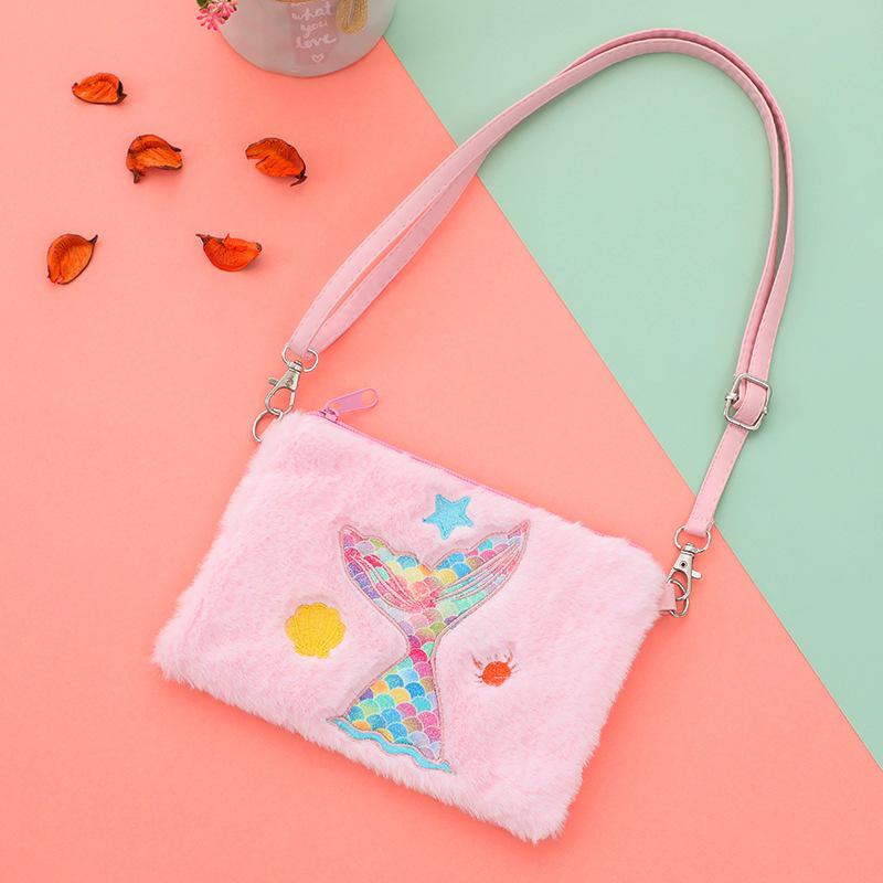Niedliche Einhorn Plüsch Umhängetasche für Kinder - Meerjungfrau Münzbörse für Mädchen im Kindergarten.