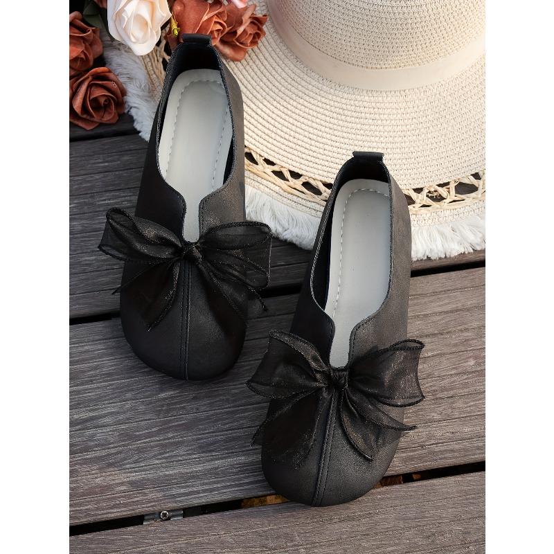 Wearing bow Mary Jane single shoes women's French round toe spring and autumn new style