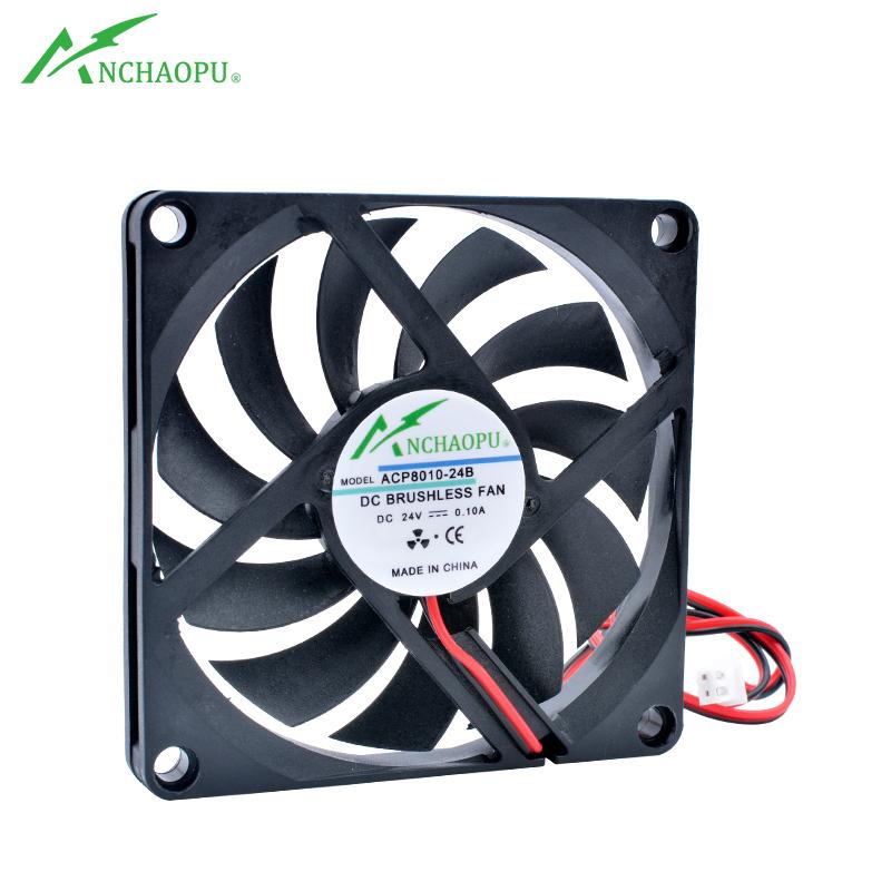 ACP8010 8cm 80mm Fan 80x80x10mm DC5V 12V 24V 2 Wires 2pin for Chassis Power Supply Charger Inverter Ultra-thin Cooling Fan