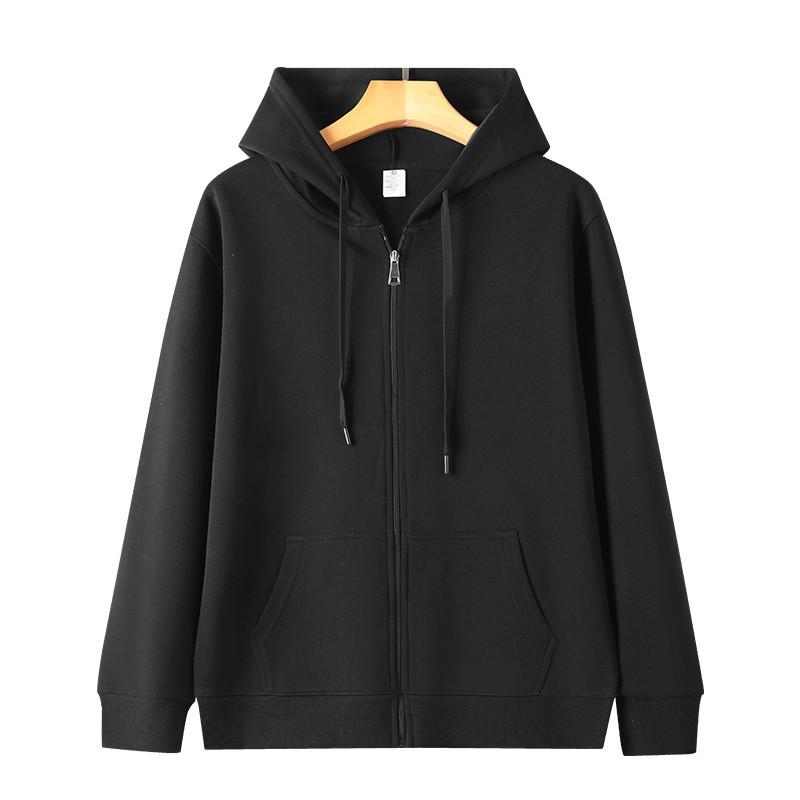 Womens 320g Cotton Blend Hooded Zip-Up Sweatshirt Loose Fit Casual Pullover