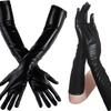 Yetişkin Uzun Rugan Deri Cosplay Gotik Tarz Gece Kulübü Performans Eldivenleri Cadılar Bayramı Kostüm Aksesuarları Seksi Sıkı Eldivenler