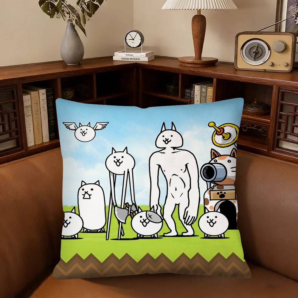 Battle Cats Anime Pillow Case Fashion Square Pillowcase Bedroom Sofa Room Ins Decoration Leisure