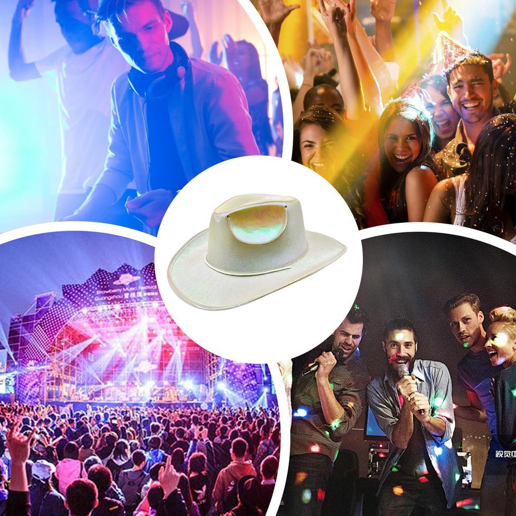 Glow in The Dark Cowboy Hat Cowgirl Hat Party Headwear Cowboy Hat LED Hat Dress up Battery Operated Party Cowboy Hats Sparkly