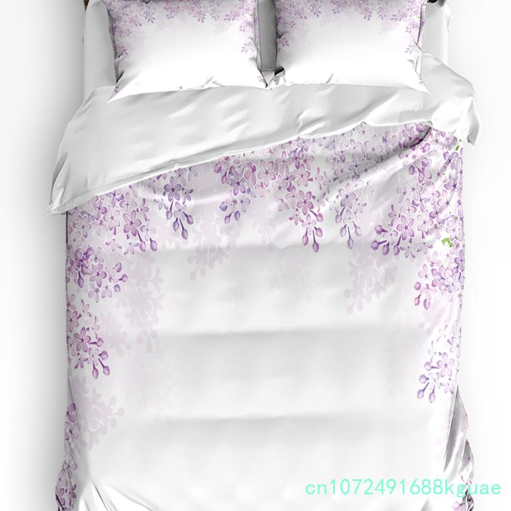 3pcs Bedding Set Fantasy Flower Lavender Plant Purple Home Textile Duvet Cover Pillow Case Boy Kid Teen Girl Bedding Covers Set