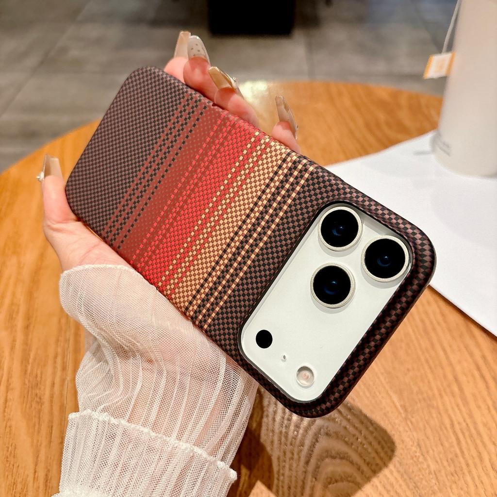 Carbon Fiber Kevlar Pattern for Magsafe Magnetic Phone Case for IPhone 17 Air 16 15 14 Plus 13 12 11 Pro Max Shockproof Cover