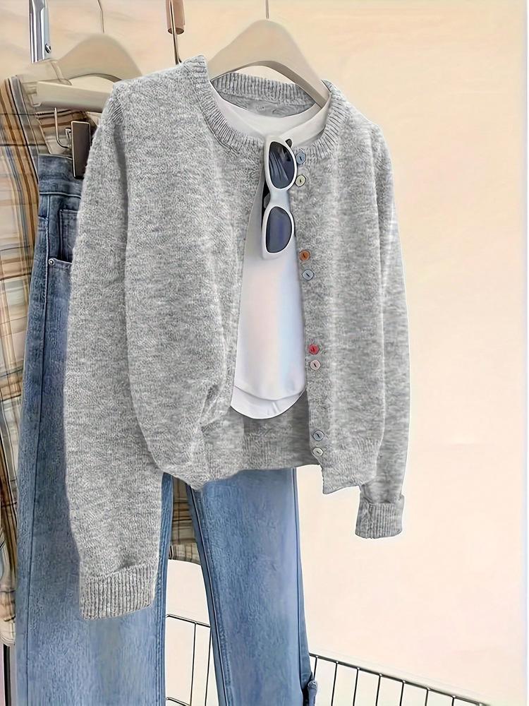 2025 Women's European & American Color Block Button Sweater