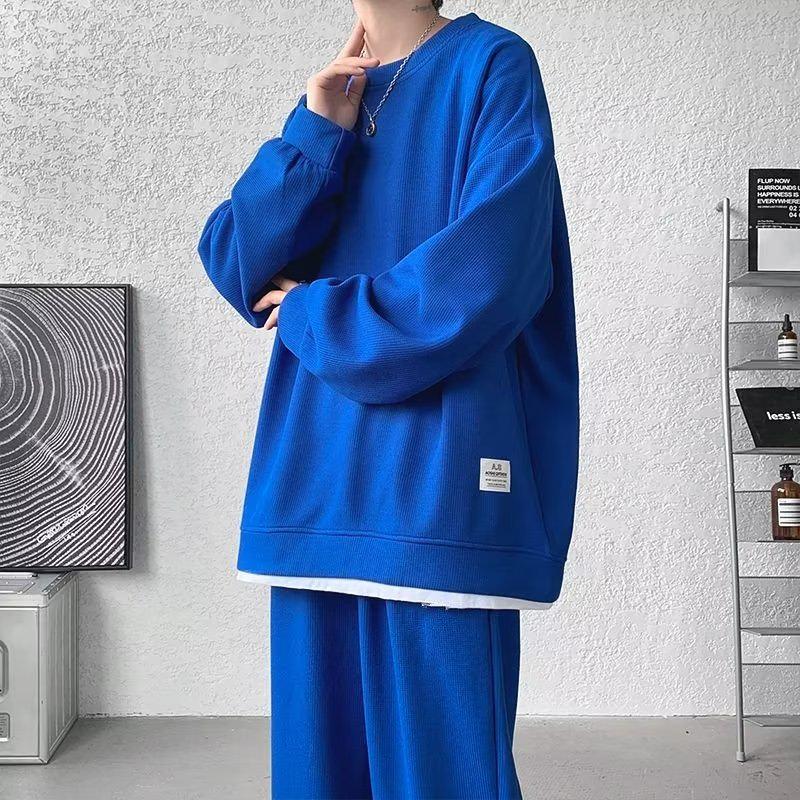 

Мужской комплект из вафельной толстовки и спортивных штанов весна/осень - большой размер, молодежная спортивная одежда 5XL