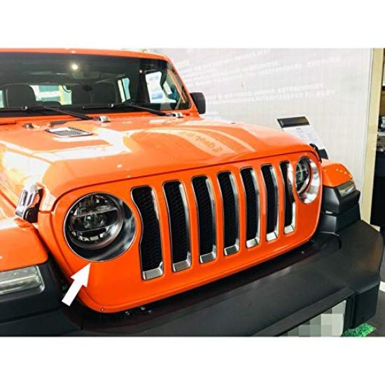 RUIQ Chrome Front Headlight Garnish for the New Jeep Wrangler JL.