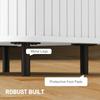 Nightstand with Sliding Doors and Metal Legs White Wood Effect