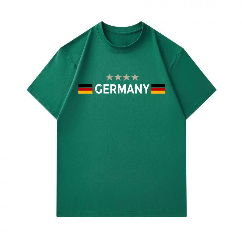 Men's 100% Cotton Round Neck Short Sleeve T-Shirt, Germany Flag 4 Stars Print Casual Comfortable Tee for Daily Patriotic Sports Wear