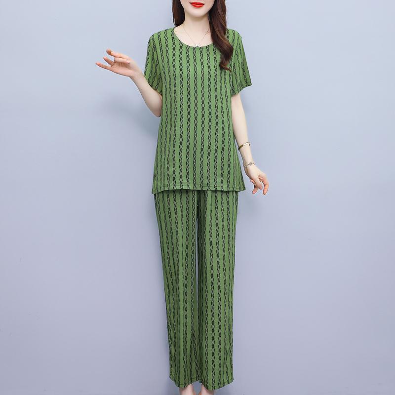 Sommarbyxset för kvinnor 2 delar Nytt avslappnat tvådelat set Kvinnokläder Koreansk stil Sommarkläder