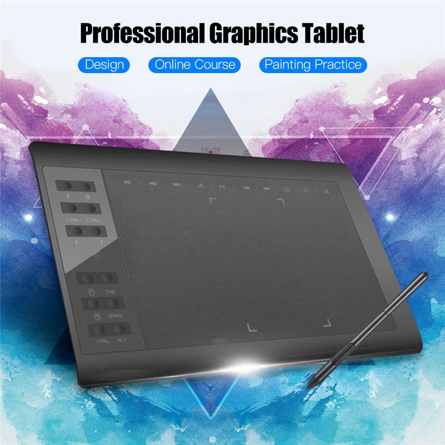 10*6'' Grafisk nettbrett 8192 Nivåer Grafisk tegnebrett Digitalt nettbrett 233 Punkt Hurtiglesing Signaturpad Tegnestift
