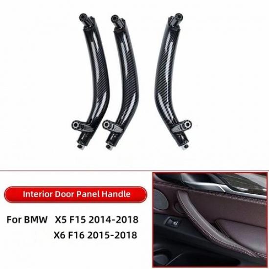 3PCS Inner Door Panel Handle Pull Trim Cover For BMW X5 F15 X6 F16 F85 2014-2018