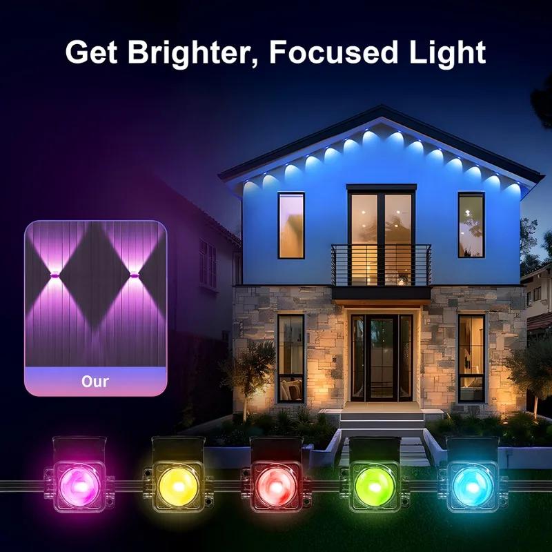 Multi Color Solar Fence Lights Outdoor Waterproof IP67 Upper and lower double header Down Lighting for Backyard