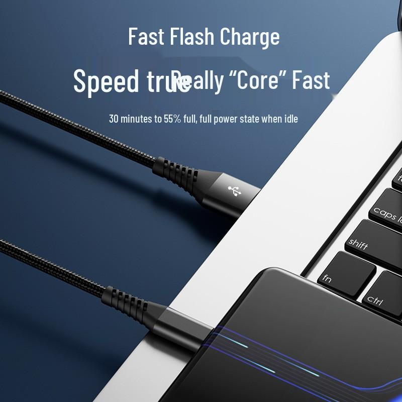 Cross-Border Nylon Braided Type-C Fast Charging Cable for Android and Apple Phones 12W 1M Nylon Braided A to C белый