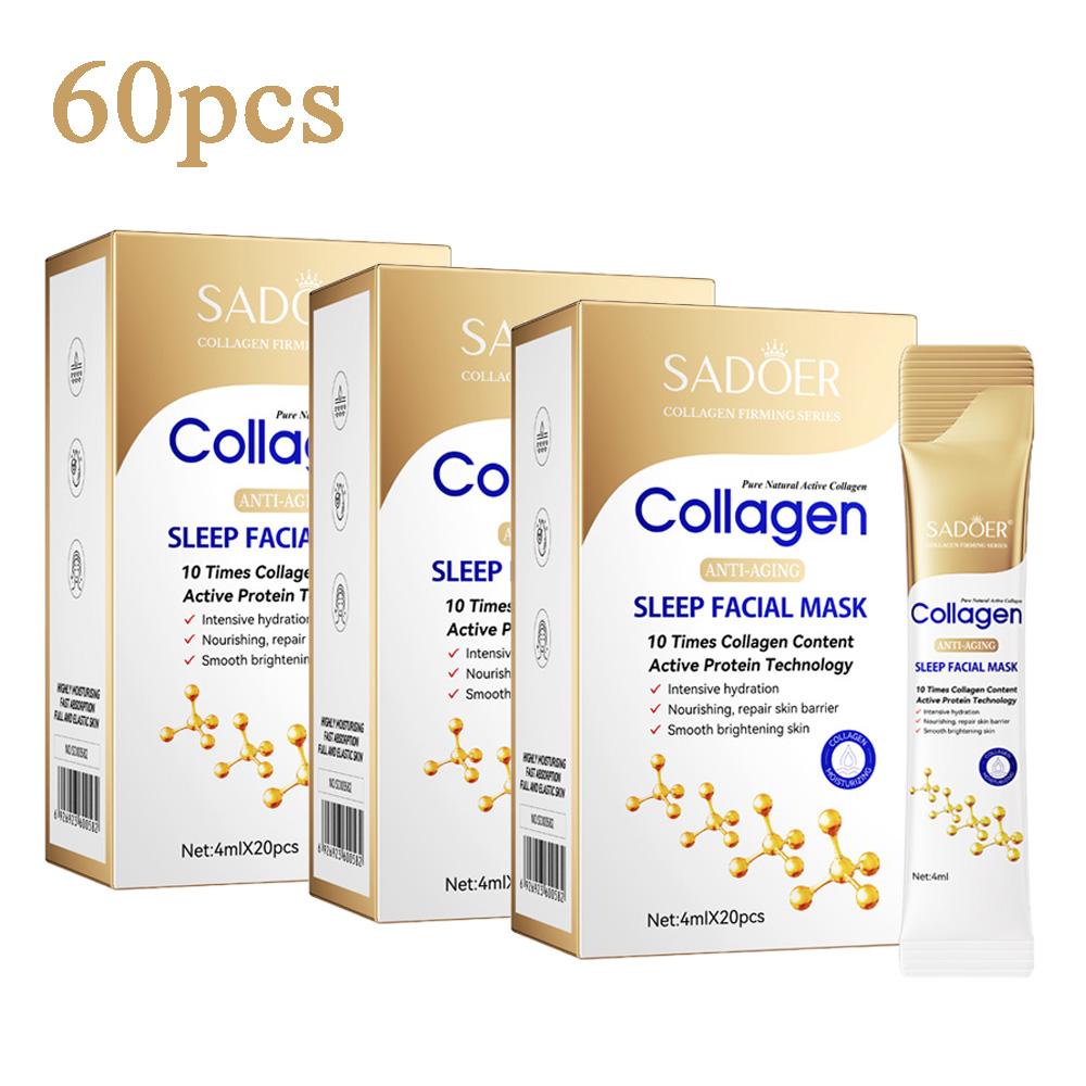 80pz SADOER Maschere Viso Notturne al Collagene Skincare Viso Idratante Illuminante Rassodante Idratazione Maschera Viso Cura della Pelle del Viso