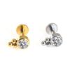 Diamond-Inlaid Stainless Steel Lip Stud Piercing Earring - 1.2*6/8mm
