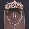 Set de cercei colier coroană de cristal de lux Set de bijuterii de mireasă cu strasuri Accesorii de păr pentru nuntă de mireasă Set de tiare pentru coroană