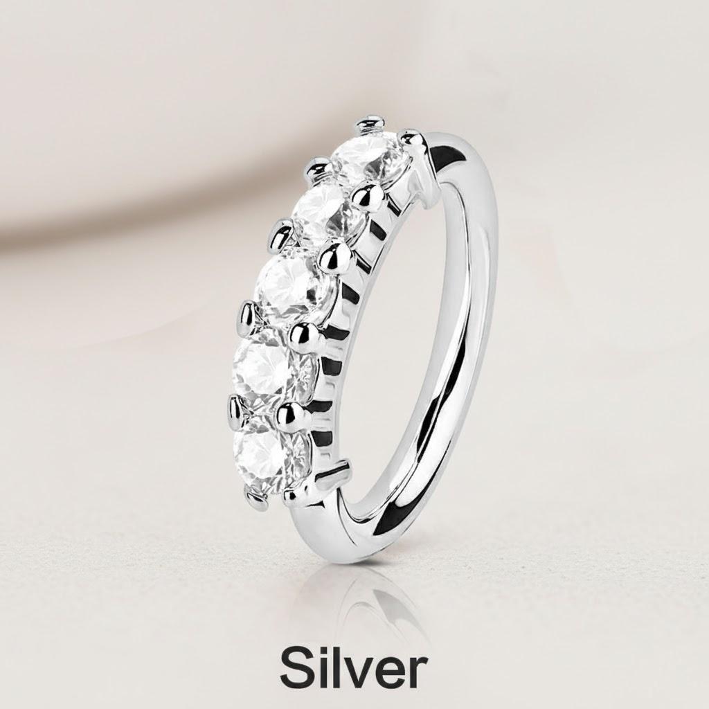 Rose Gold Silver Gold Small Hoop Nose Rings Earrings Septum Rook Piercing Clear Zircon Body Jewelry серебряный