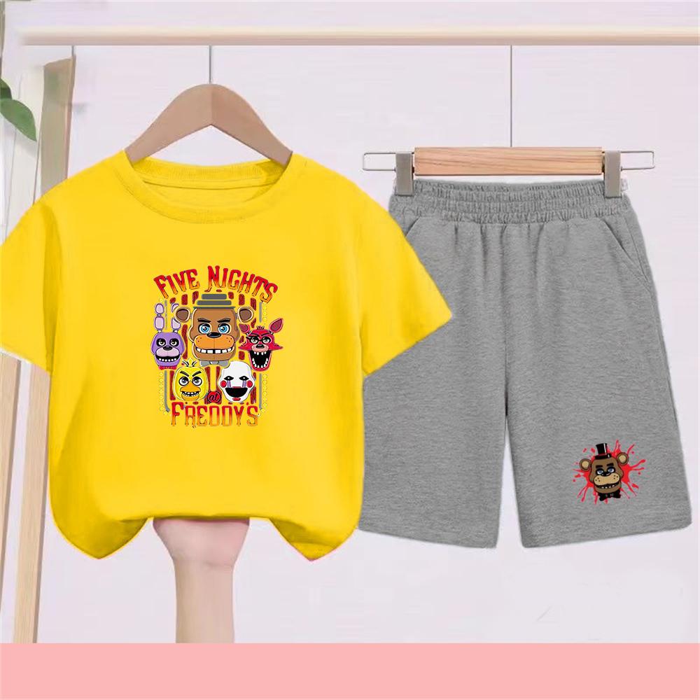 Summer boy Girls Casual T Shirt Sets cartoon Printed Kids Fashion Outfits Teen Children's O Neck Short Sleeve Tops Shorts 2pcs