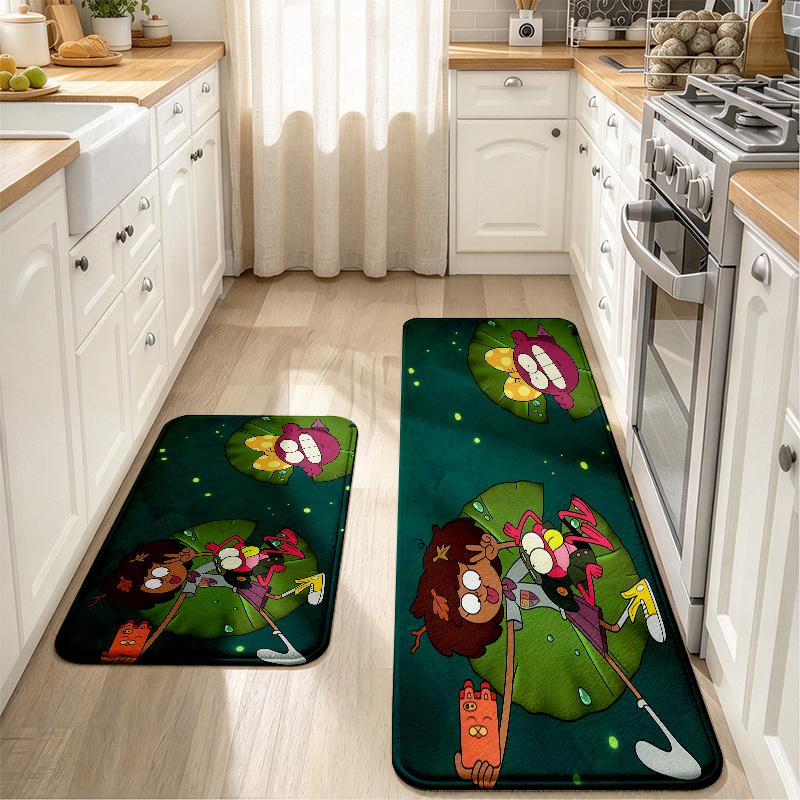 Amphibia Print Flannel Kitchen Mat Christmas Soft Area Rug Non Slip Floor Carpet Home Decoration