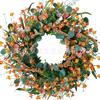 Harvest Wreath With Pumpkins Berries Vine Circle Halloween Thanksgiving Door Decor