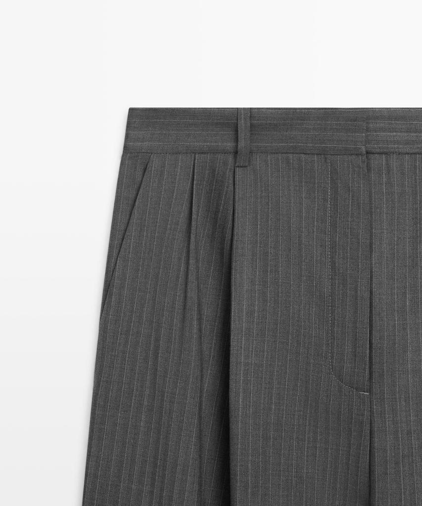 Masimodutti Pinstripe Cool Wool Blend Suit Pants