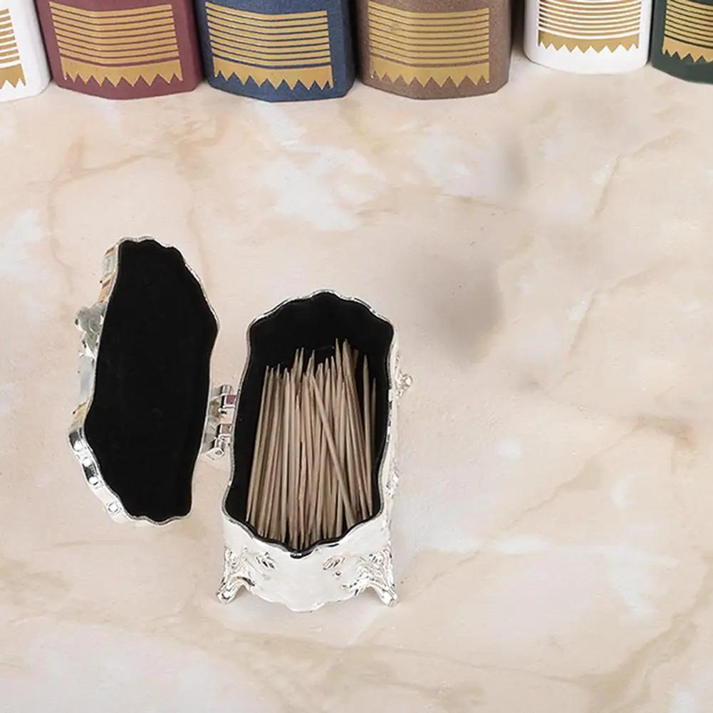 Jewelry Box Innovative European Vintage Princess Small Silver Plated Glazed Jewelry Storage Box Cotton Swab Toothpick