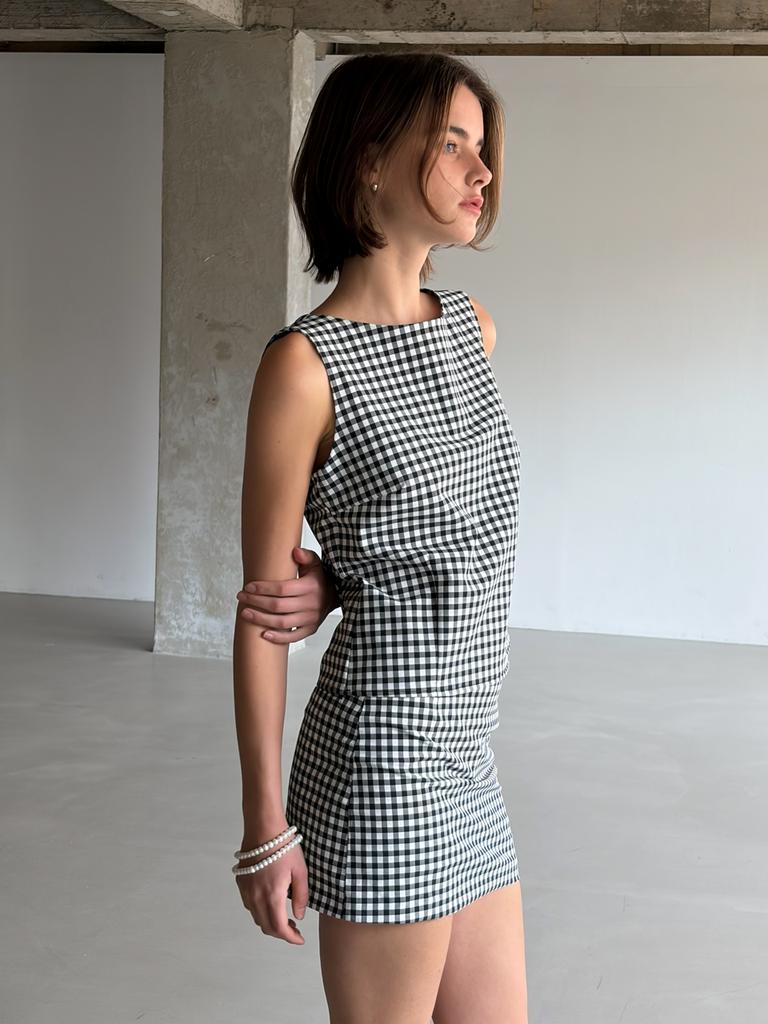 Kelidu Gingham Check Mini Skirt Pants
