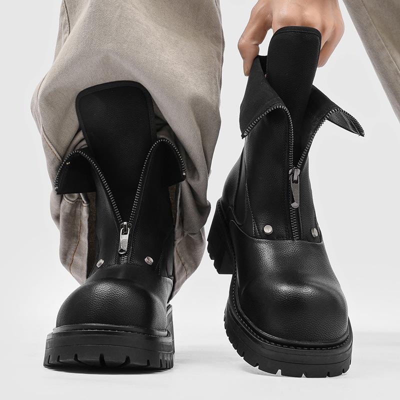 Casual Zipper Locomotive Thick-Soled Heightening Trendy