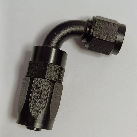 Universal AN6 AN8 AN10 Oil Fuel Hose KIT Nylon Braided Rubber Fuel Pipe+ with Two 90° Degree Fitting Hose End 6an Black 1.2M