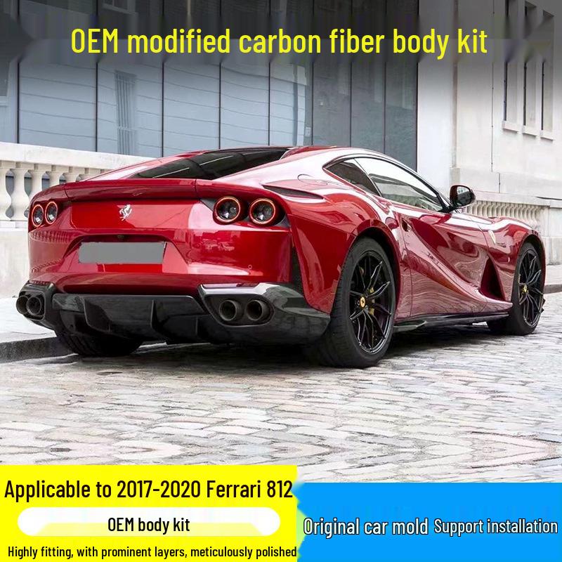 Ferrari 812 Carbon Fiber Body Kit: Front/Rear Splitter, Bumper Corners, Rear Lip, Engine Bay, Interior