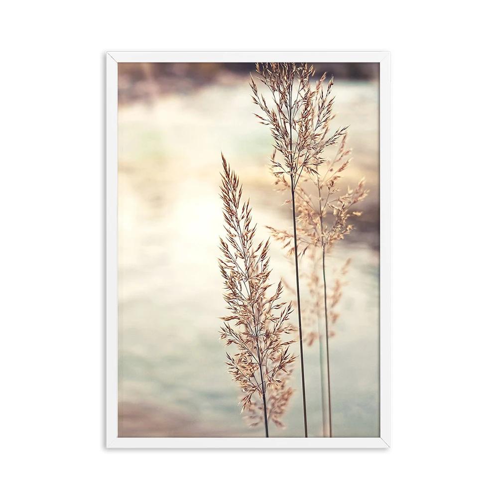 Autumn Flower Sunrise Nature Landscape CanvasPainting Poster Print Green Grass Scandinavian Style Wall Art  Nordic Picture Decor