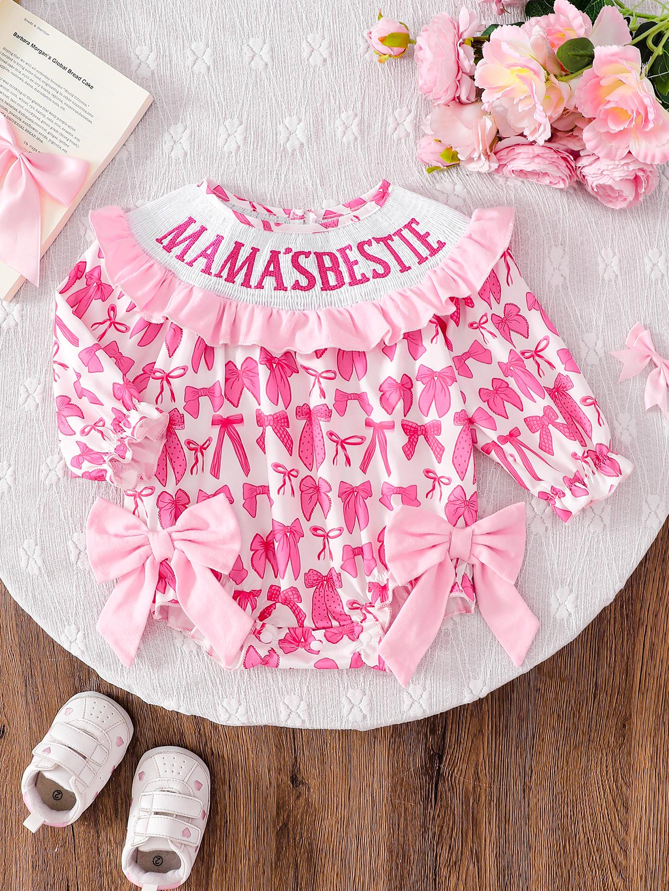 Хит продаж: Милый боди с длинным рукавом для девочки с бантом 12-18 Months pink