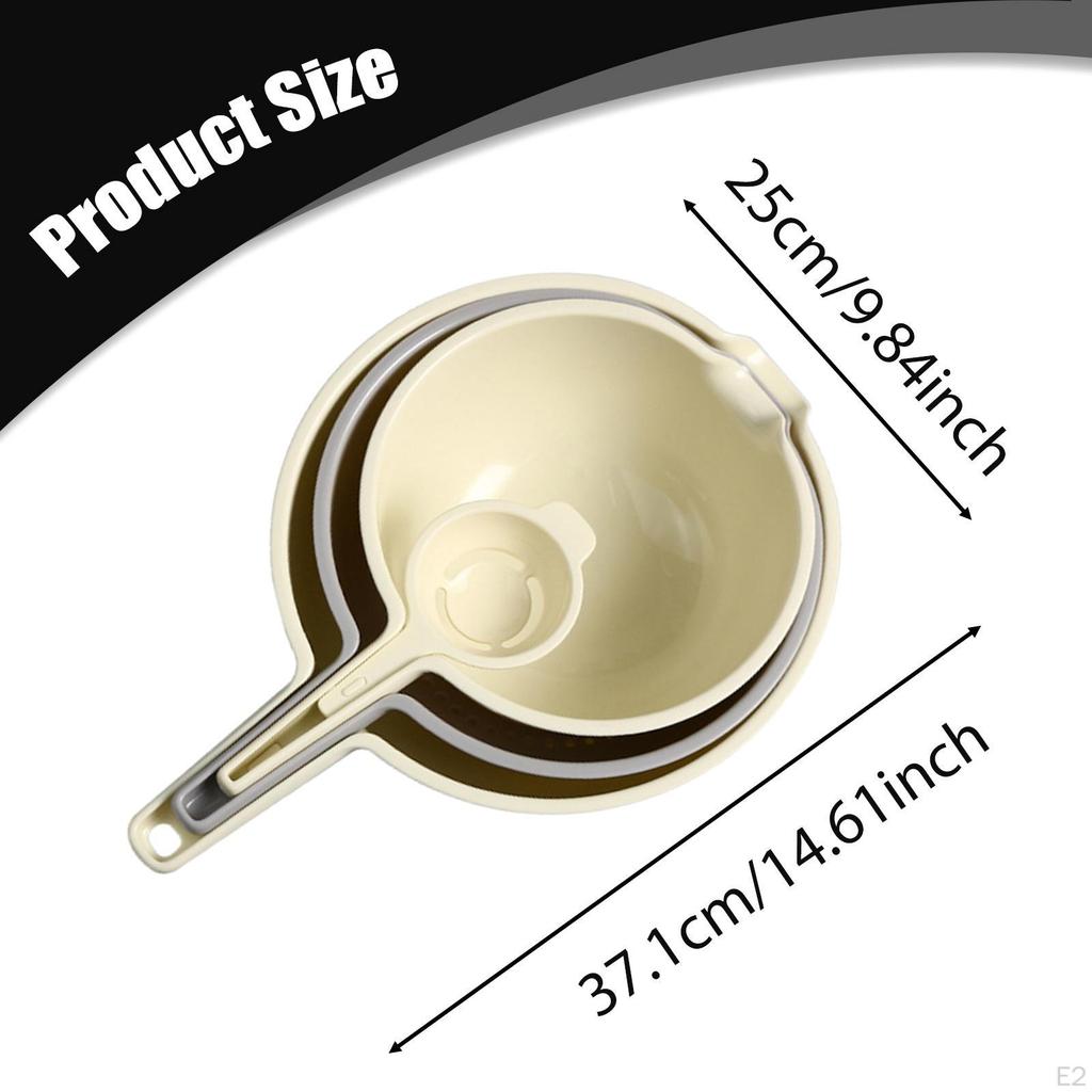 Mixing Bowls Set Nesting Bowl with Handle Pour Spout Colander Vegetable Washing Basket for