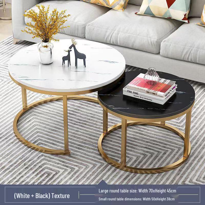 Modern Round Sintered Stone Coffee Table, 2026 Light Luxury Model for Small Apartments and Living Rooms.