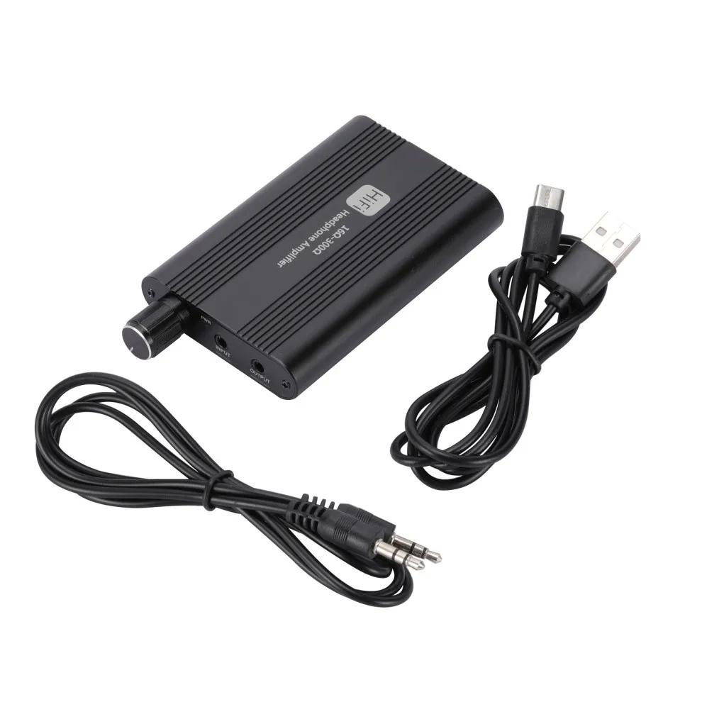 

16-300 Ом HiFi Підсилювач для навушників Регулювання гучності 3,5 мм Aux Портативний Регульований аудіо підсилювач Для телефону Музичного плеєра чорний