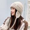 Autumn and Winter Warm Solid Color Ear Protection Knitted Hat Warm Woolen Hat Women's Casual Versatile Large Head Cold Hat Baotou Hat