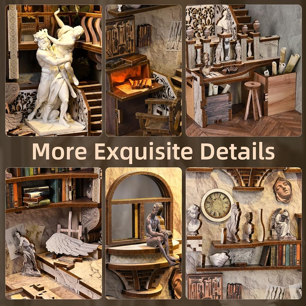MiniCity DIY Book Nook Kit with LED Light - Dollhouse Miniature House Kit for Beginners and Teens