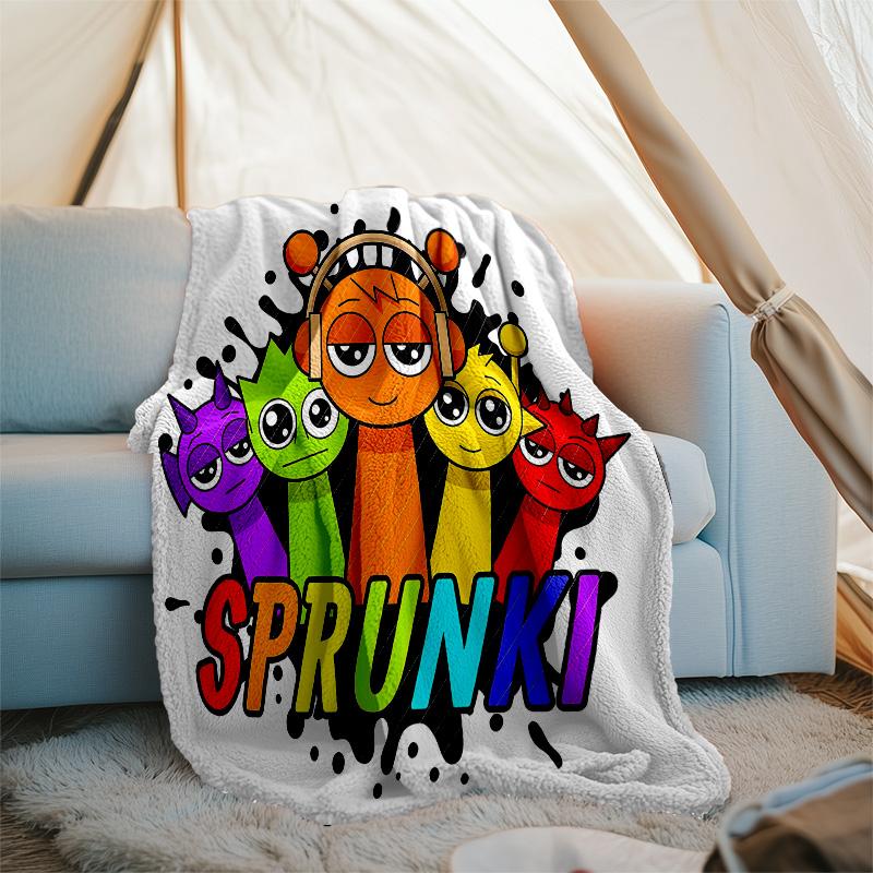 1pc SPRUNKI2 Theme Blanket - Digital Print, Polyester, Cozy for All Seasons, Perfect for Outdoor, Camping, and Travel