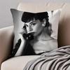 Attractive Actress AAudrey Hepburn Cushion Cover Pillowcase Antidustmite Invisible Zipper Short Plush Sofa Cushion