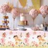 3pcs Fairy Party Tablecloth Decorations Fairy Birthday Party Supplies Table Cover Floral Flower Fairies Enchanted Wonderland Forest Garden Disposable
