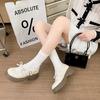 Thick Bottom Heightening Mary Jane Shoes Female Summer Bow Round Head Match Shoes Fashionable and Comfortable