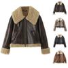 Women's Length Down Padded Leather Jacket Long Quilted Jacket With Removable Fur-Collar