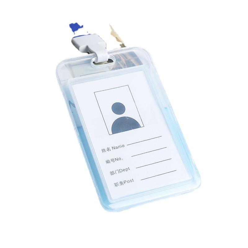 Double-Sided Transparent ID Card Holder with Lanyard for Student IDs and Bus Cards