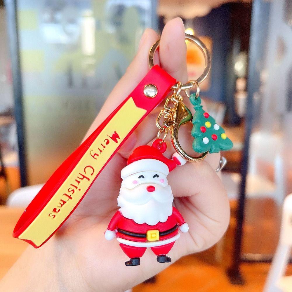 Decoration Small Pendant Santa  Key Fob Christmas Keychain Bag Charm Key Chain Car Key Ring